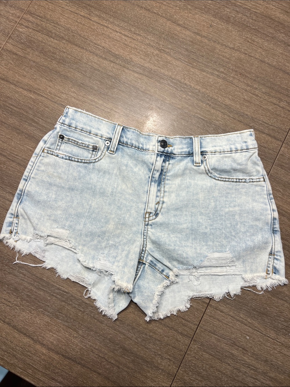 Aerie Light Wash Distressed Denim Shorts - Women